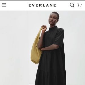 Everlane The Tiered Mockneck Dress - Black Size S